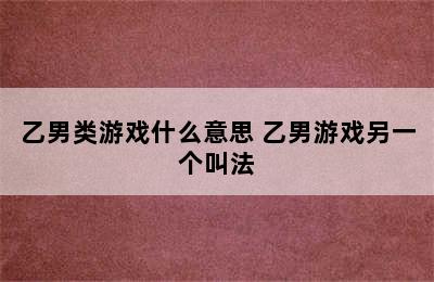 乙男类游戏什么意思 乙男游戏另一个叫法